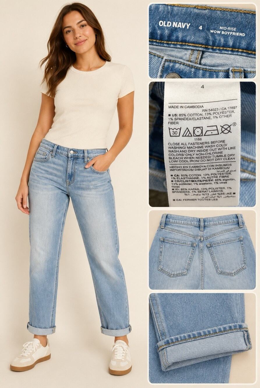 Old Navy Women's Boyfriend Jeans Size 4 Light Wash Denim